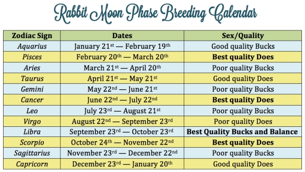 Possible Outcomes when Breeding Rabbits by Zodiac Signs